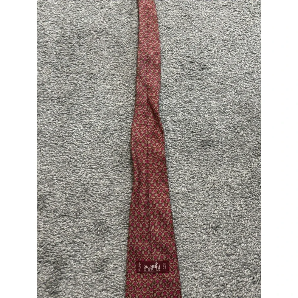 Hermes Men’s Silk Tie‎ Classic Geometric Red 494 HA